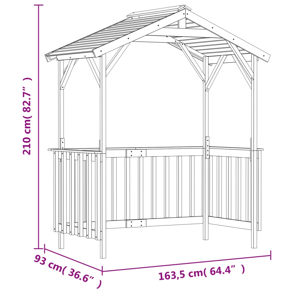 Capanno per Barbecue 163,5x93x210 cm in Pino Impregnato