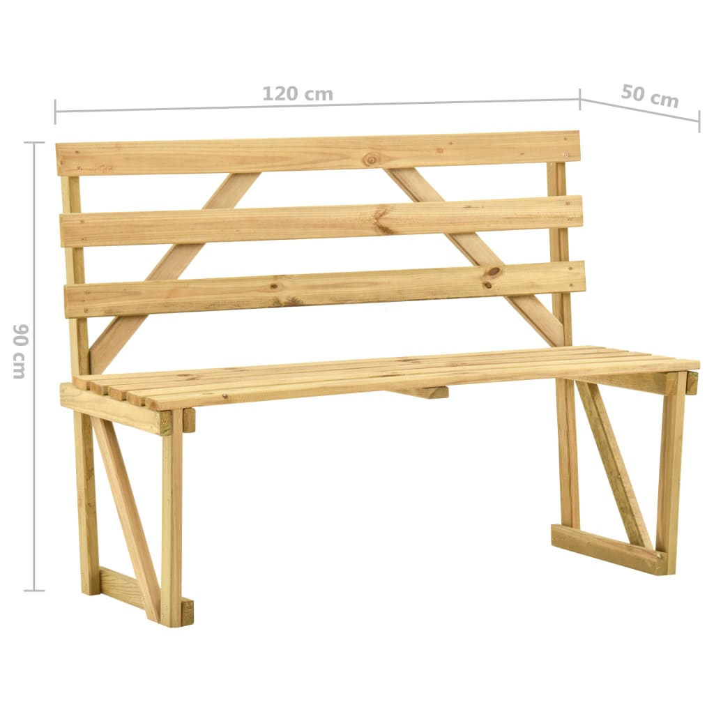 Panca da Giardino 120 cm in Legno di Pino Impregnato