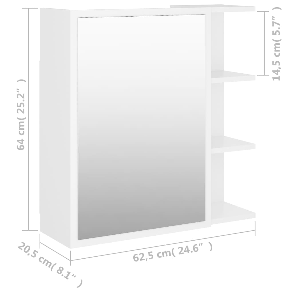 Armadietto a Specchio Bianco 62,5x20,5x64 cm Legno Multistrato