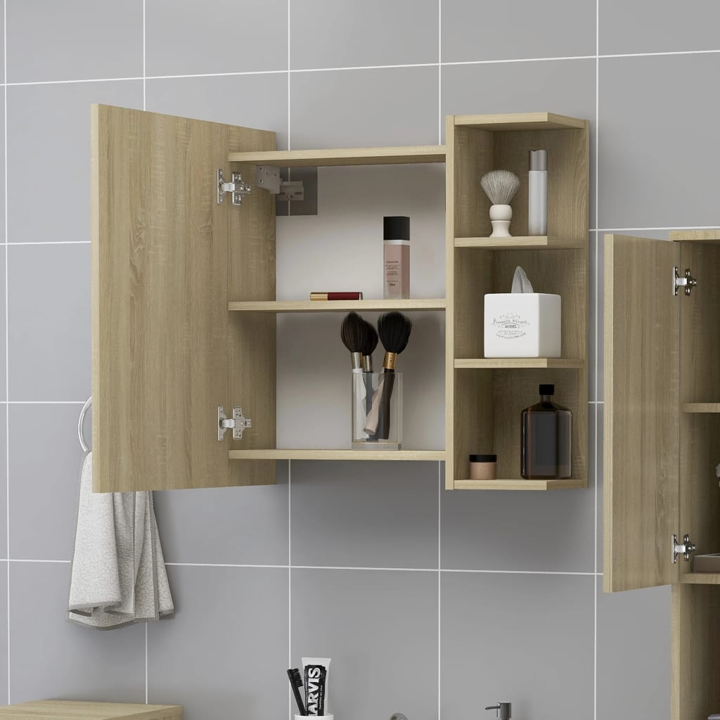 Mobile Bagno con Specchio Rovere Sonoma 62,5x20,5x64Multistrato