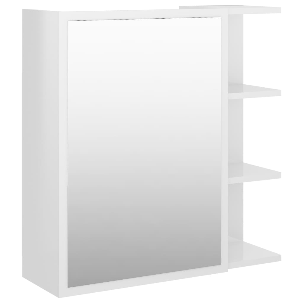 Mobile Bagno Specchio Bianco Lucido 62,5x20,5x64cm Multistrato