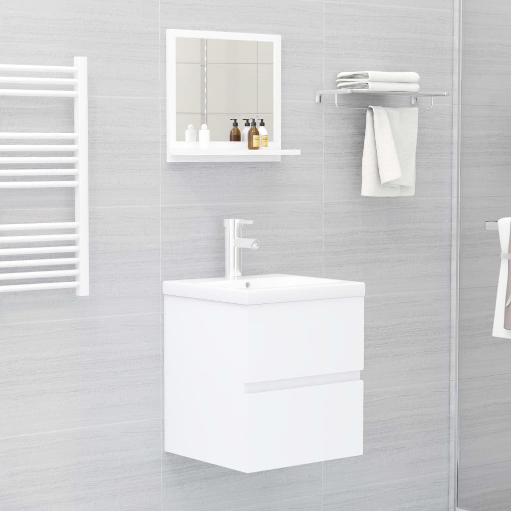 Specchio da Bagno Bianco 40x10,5x37 cm in Legno Multistrato