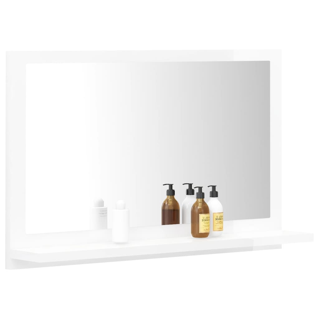 Specchio da Bagno Bianco Lucido 60x10,5x37 cm Legno Multistrato