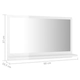 Specchio da Bagno Bianco Lucido 60x10,5x37 cm Legno Multistrato