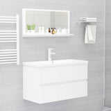 Specchio da Bagno Bianco Lucido 80x10,5x37 cm Legno Multistrato