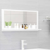 Specchio da Bagno Bianco Lucido 80x10,5x37 cm Legno Multistrato