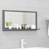 Specchio da Bagno Grigio Lucido 80x10,5x37 cm Legno Multistrato