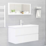 Specchio da Bagno Bianco Lucido 90x10,5x37 cm Legno Multistrato