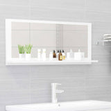 Specchio da Bagno Bianco Lucido 90x10,5x37 cm Legno Multistrato