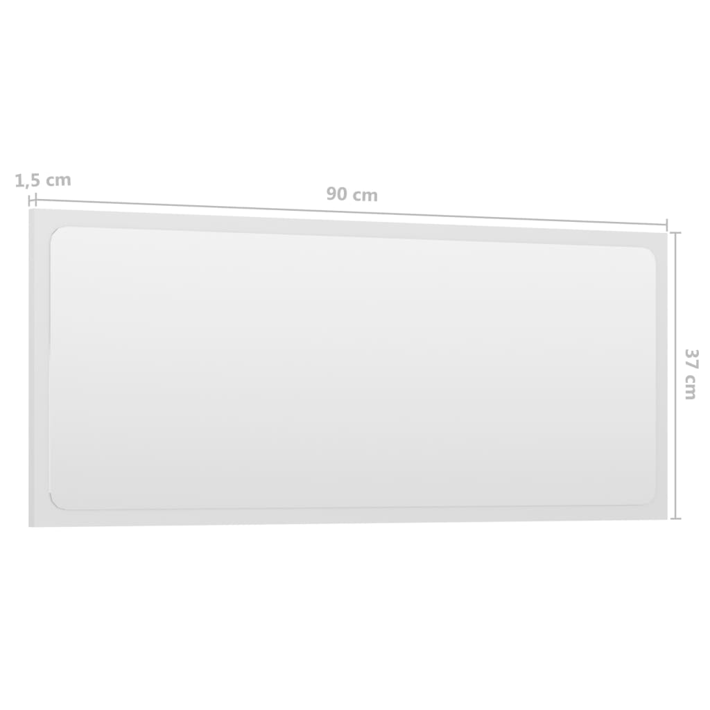 Specchio da Bagno Bianco Lucido 90x1,5x37 cm Legno Multistrato