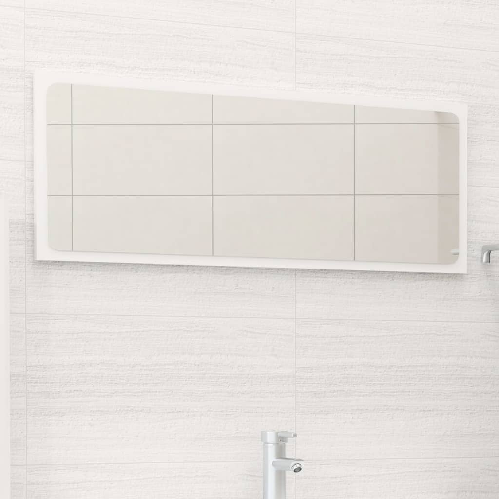 Specchio da Bagno Bianco Lucido 90x1,5x37 cm Legno Multistrato