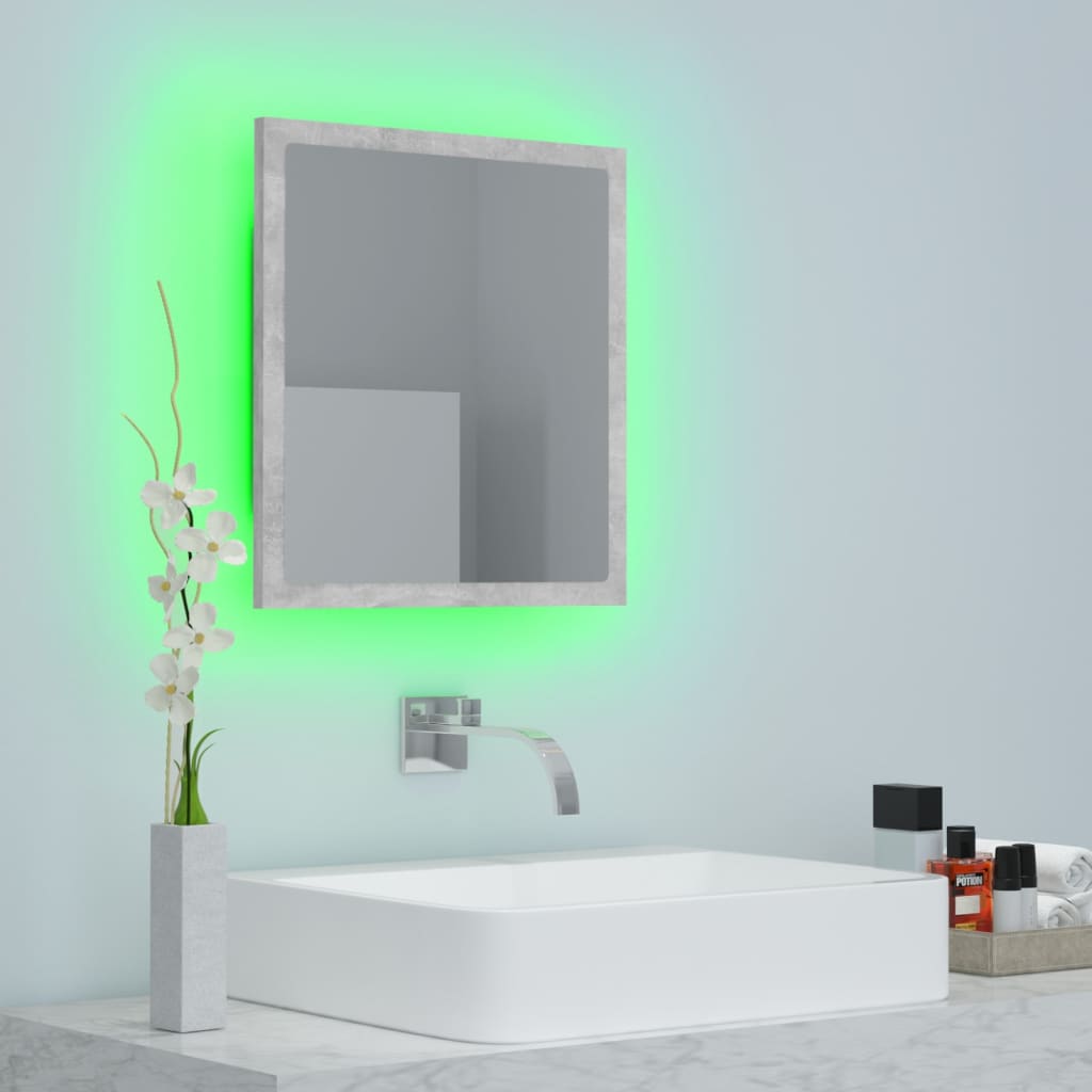 Specchio da Bagno a LED Grigio 40x8,5x37 cm in Acrilico