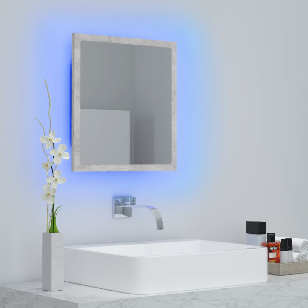 Specchio da Bagno a LED Grigio 40x8,5x37 cm in Acrilico