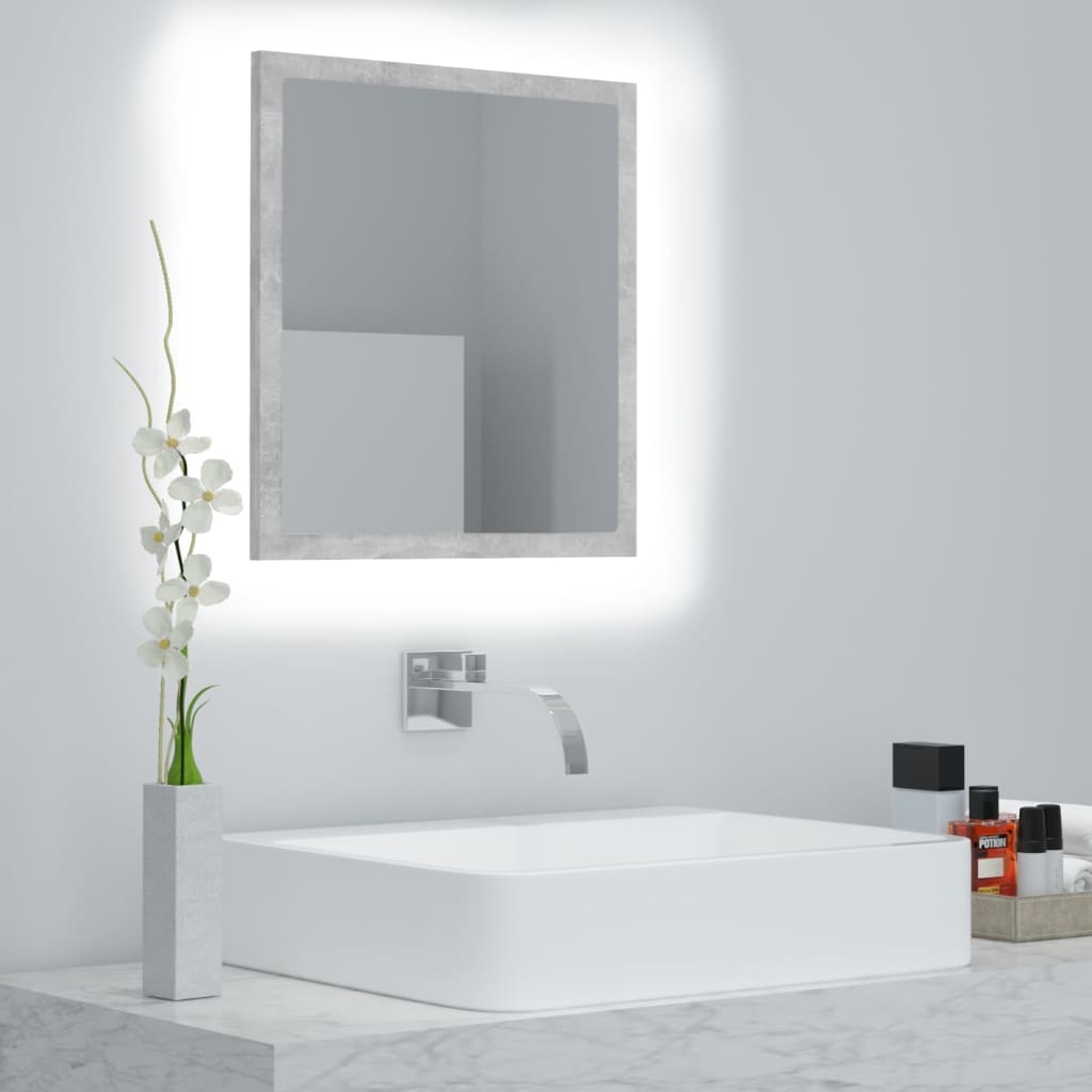 Specchio da Bagno a LED Grigio 40x8,5x37 cm in Acrilico