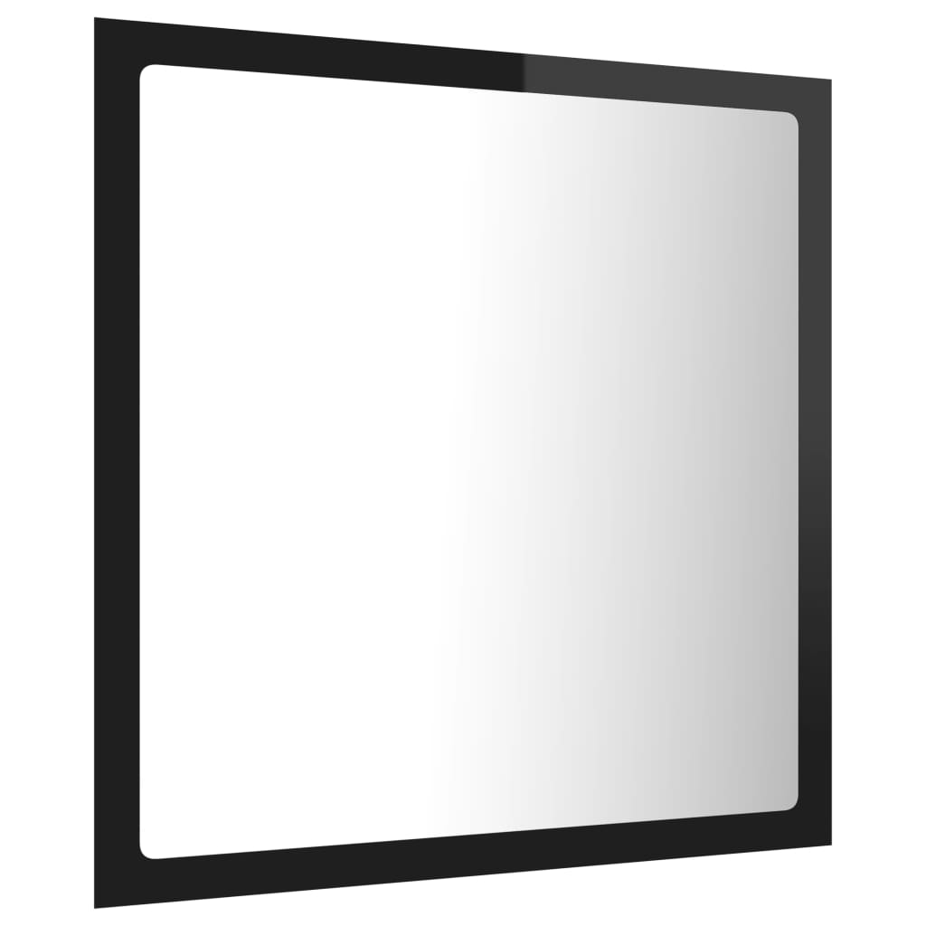 Specchio da Bagno LED Nero Lucido 40x8,5x37 cm in Acrilico