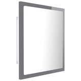 Specchio da Bagno LED Grigio Lucido 40x8,5x37 cm in Acrilico