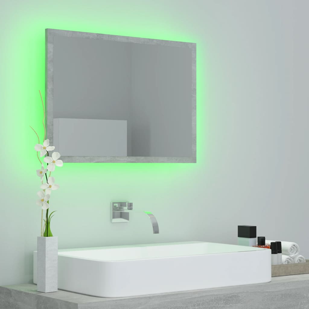 Specchio da Bagno a LED Grigio 60x8,5x37 cm in Acrilico