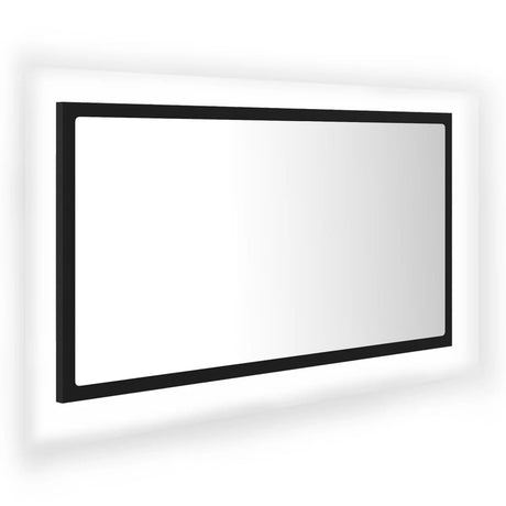 Specchio da Bagno a LED Nero 80x8,5x37 cm in Acrilico