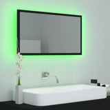 Specchio da Bagno a LED Nero 80x8,5x37 cm in Acrilico