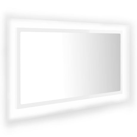 Specchio da Bagno LED Bianco Lucido 80x8,5x37 cm in Acrilico