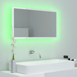 Specchio da Bagno LED Bianco Lucido 80x8,5x37 cm in Acrilico