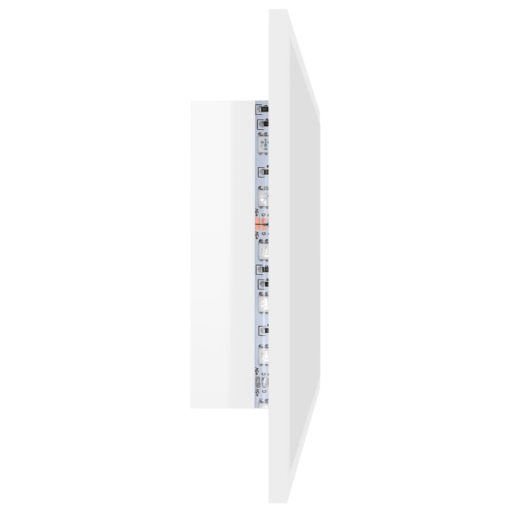 Specchio da Bagno LED Bianco Lucido 80x8,5x37 cm in Acrilico