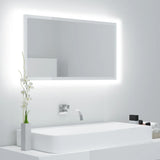 Specchio da Bagno LED Bianco Lucido 80x8,5x37 cm in Acrilico