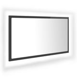 Specchio da Bagno LED Grigio Lucido 80x8,5x37 cm in Acrilico