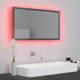 Specchio da Bagno LED Grigio Lucido 80x8,5x37 cm in Acrilico