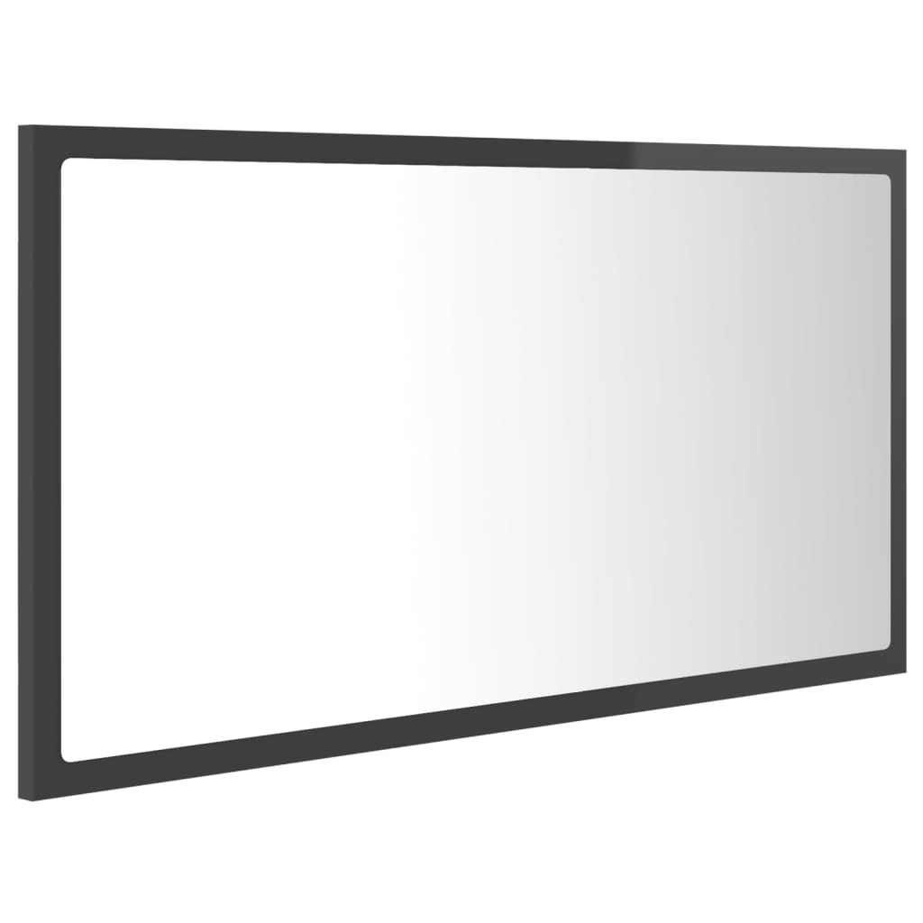 Specchio da Bagno LED Grigio Lucido 80x8,5x37 cm in Acrilico