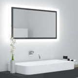 Specchio da Bagno LED Grigio Lucido 80x8,5x37 cm in Acrilico