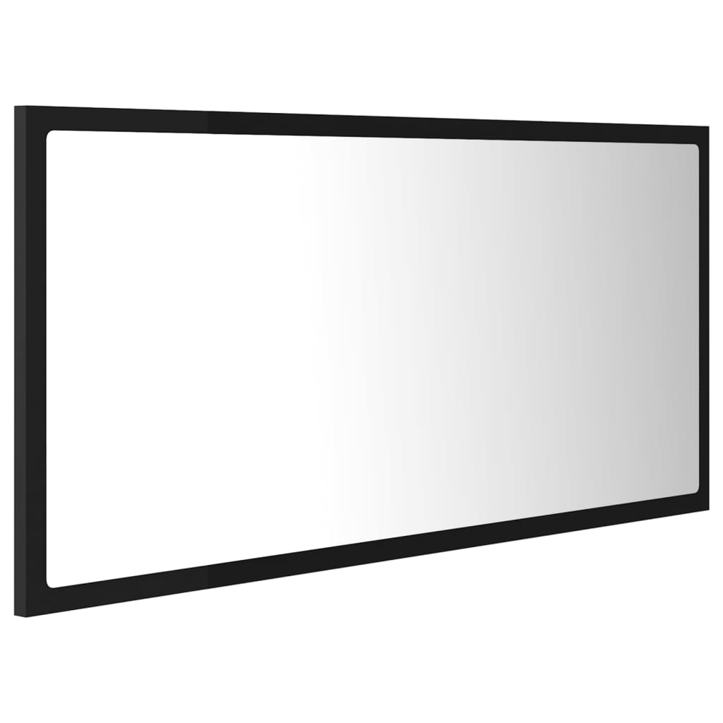 Specchio da Bagno a LED Nero 90x8,5x37 cm in Acrilico