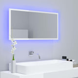 Specchio da Bagno LED Bianco Lucido 90x8,5x37 cm in Acrilico