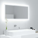 Specchio da Bagno LED Bianco Lucido 90x8,5x37 cm in Acrilico