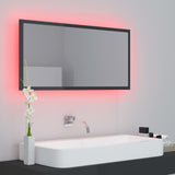 Specchio da Bagno LED Grigio Lucido 90x8,5x37 cm in Acrilico