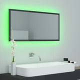 Specchio da Bagno LED Grigio Lucido 90x8,5x37 cm in Acrilico