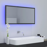 Specchio da Bagno LED Grigio Lucido 90x8,5x37 cm in Acrilico