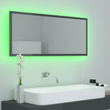 Specchio da Bagno LED Grigio Lucido 100x8,5x37 cm in Acrilico