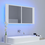 Armadietto a Specchio con Luci LED Bianco 90x12x45 in Acrilico