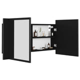 Armadietto a Specchio con Luci LED Nero 90x12x45 cm in Acrilico