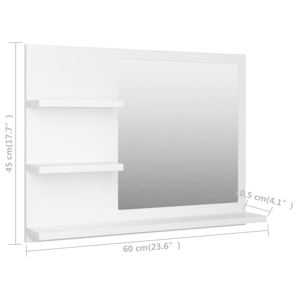 Specchio da Bagno Bianco 60x10,5x45 cm in Legno Multistrato