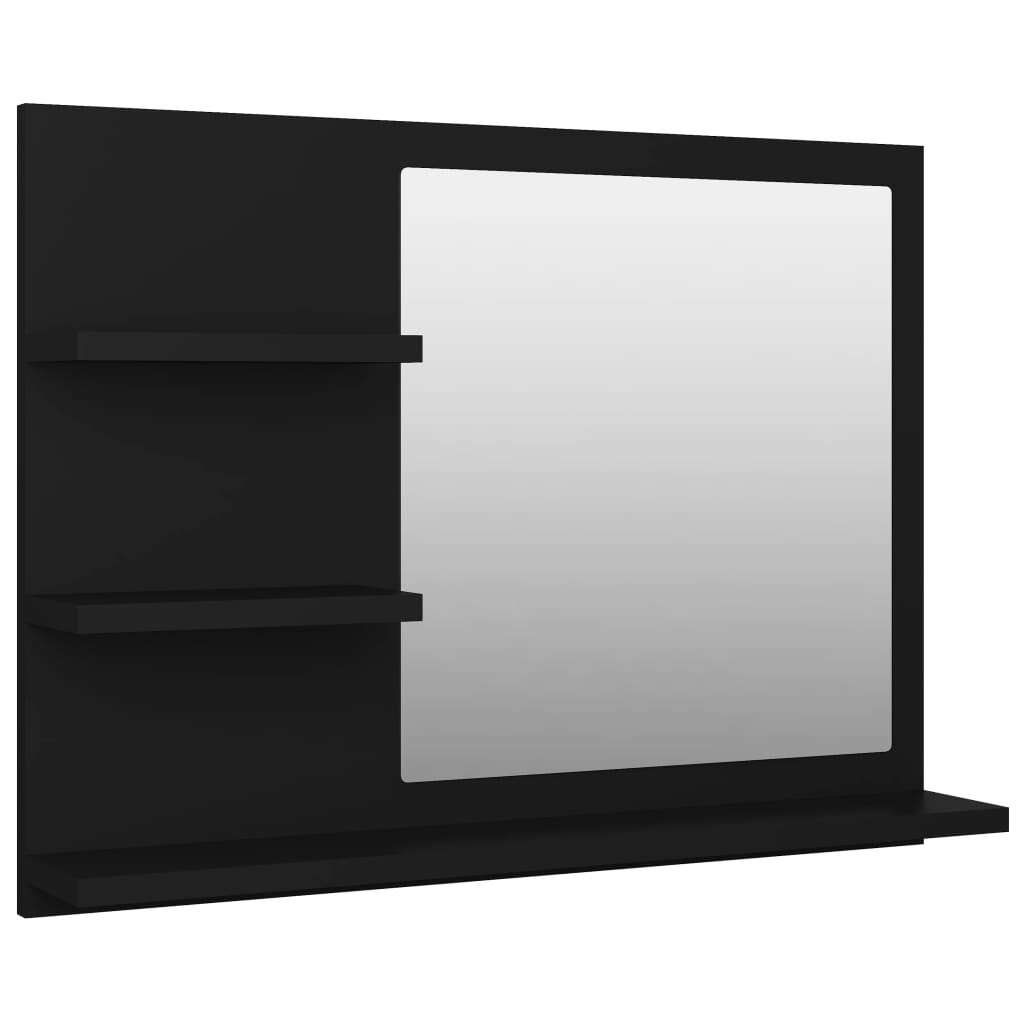 Specchio da Bagno Nero 60x10,5x45 cm in Legno Multistrato