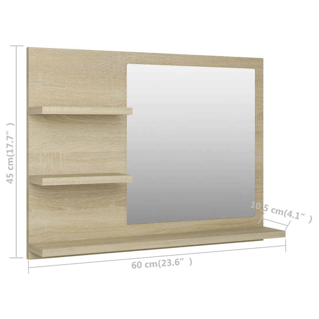 Specchio da Bagno Rovere Sonoma 60x10,5x45 cm Legno Multistrato