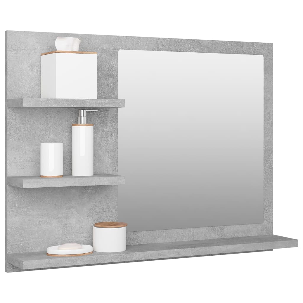 Specchio da Bagno Grigio Cemento 60x10,5x45 cm in Truciolato