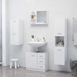 Specchio da Bagno Bianco Lucido 60x10,5x45 cm Legno Multistrato