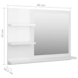 Specchio da Bagno Bianco Lucido 60x10,5x45 cm Legno Multistrato