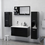 Specchio da Bagno Nero 90x10,5x45 cm in Legno Multistrato