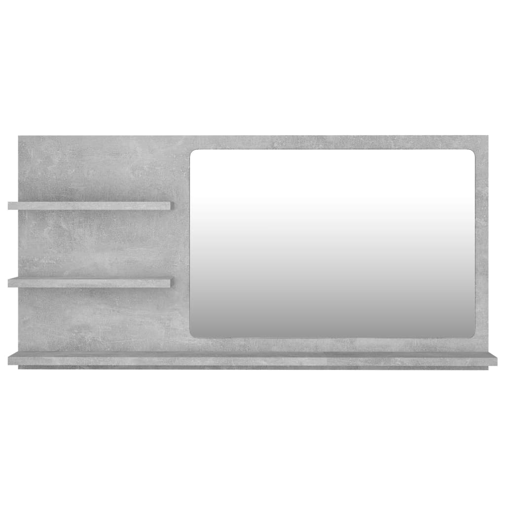 Specchio da Bagno Grigio Cemento 90x10,5x45cm Legno Multistrato