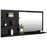 Specchio da Bagno Nero Lucido 90x10,5x45 cm Legno Multistrato