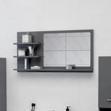 Specchio da Bagno Grigio Lucido 90x10,5x45 cm Legno Multistrato